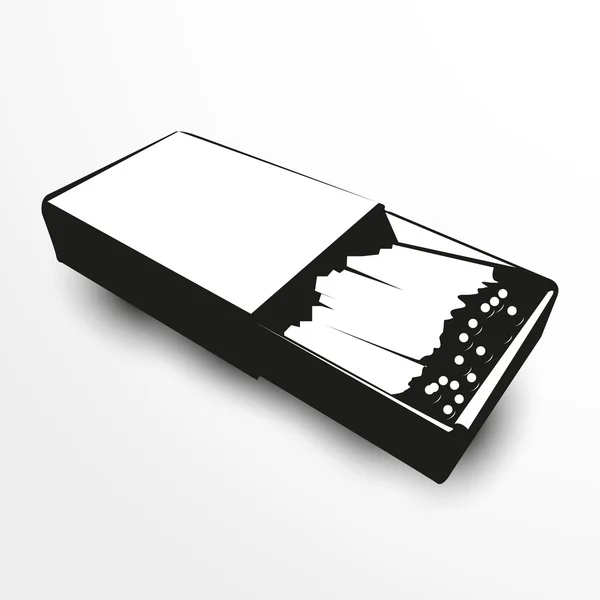 Box with matches illustration. Black and white view. — Stock Photo, Image