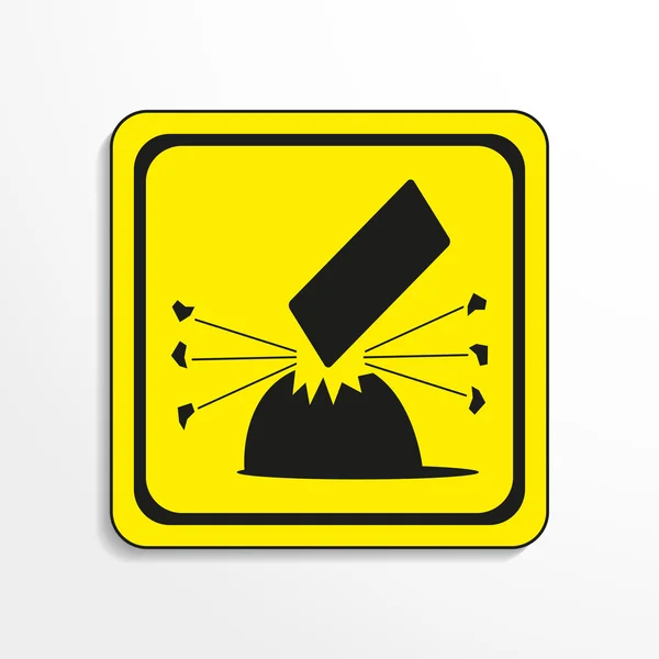 Danger sign. Falling objects. Vector icon. — Stock Vector