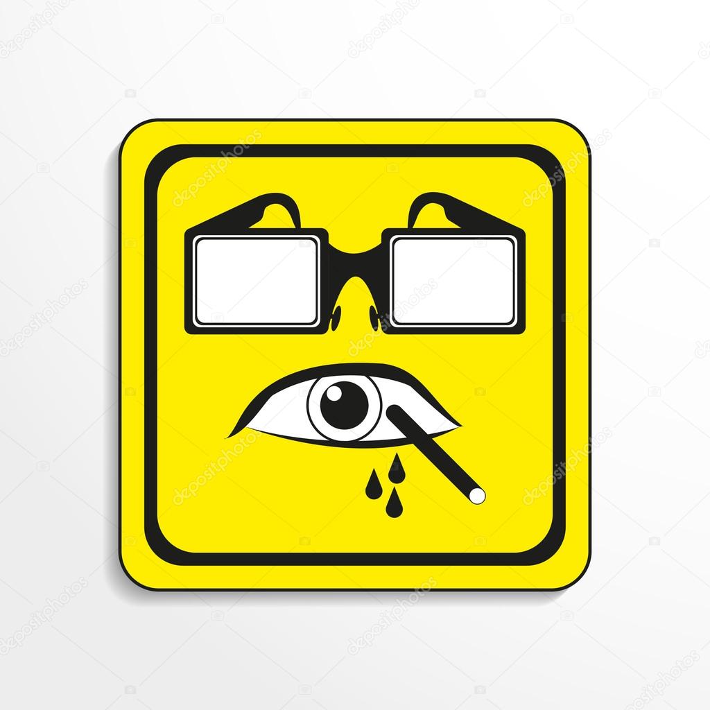 Danger sign. Eye protection. Vector icon.