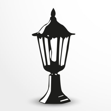 Sokak lambası. Vektör çizim. Siyah beyaz görünümü.