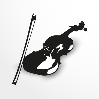 Keman. Vektör çizim. Siyah beyaz görünümü.