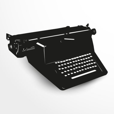 Old typewriter. Vector illustration. Black and white view. clipart