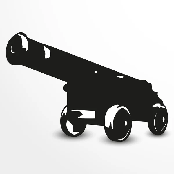 Oude kanon. Vectorillustratie. Zwart-wit weergave. — Stockvector