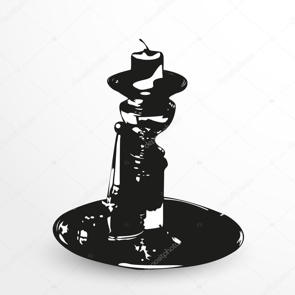 Candlestick. Vector illustration. Black and white view.