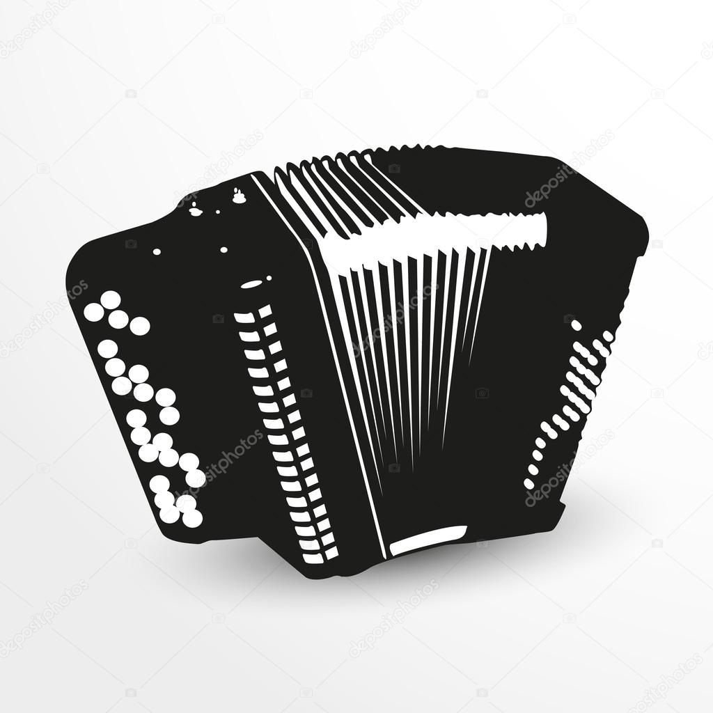 Accordion. Vector illustration. Black and white view.