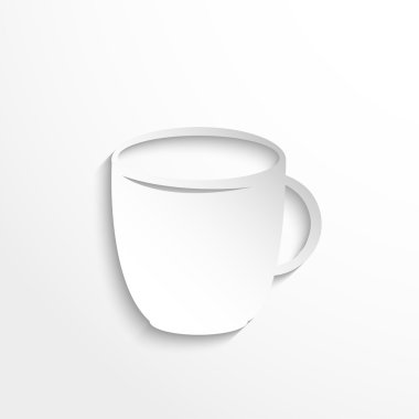 Bir fincan. Mutfak aletleri ve donanımları. Vektör simgesi. Gölgeli gri bir arka plan üzerinde iki renkli görüntü.