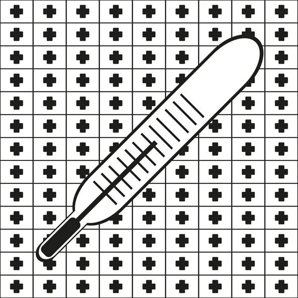 Termómetro médico. Símbolo vectorial. Vista en blanco y negro. Imagen en blanco y negro sobre fondo blanco y negro . — Vector de stock