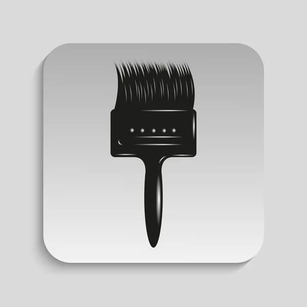 Paintbrush. Vector icon. Black and white image on a gray background. — Stockvector