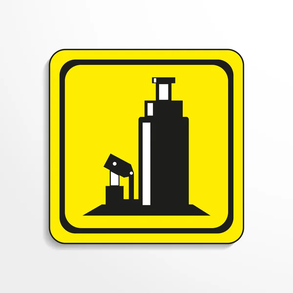 Car Jack. Vector icon.  Black-and-white object on a yellow background. — ストックベクタ