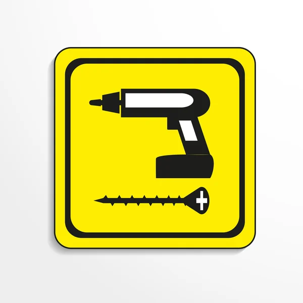 Symbol. Installation works. Vector icon. Black-and-white object on a yellow background. — ストックベクタ