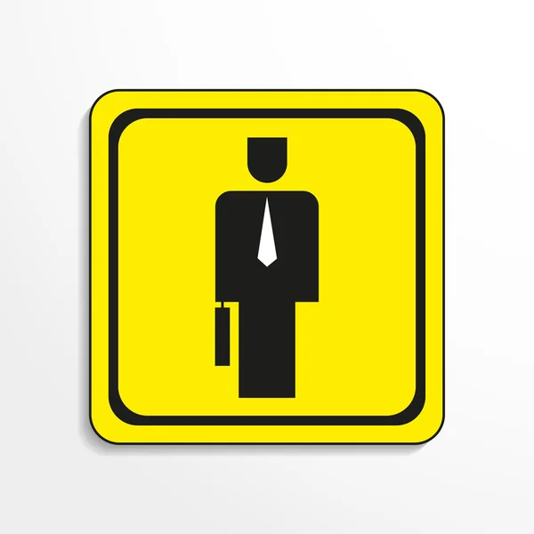 Un homme d'affaires. Icône vectorielle. Objet noir et blanc sur fond jaune . — Image vectorielle