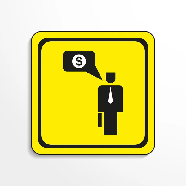 Talking about money. Vector icon. Black-and-white object on a yellow background. — Stock Vector