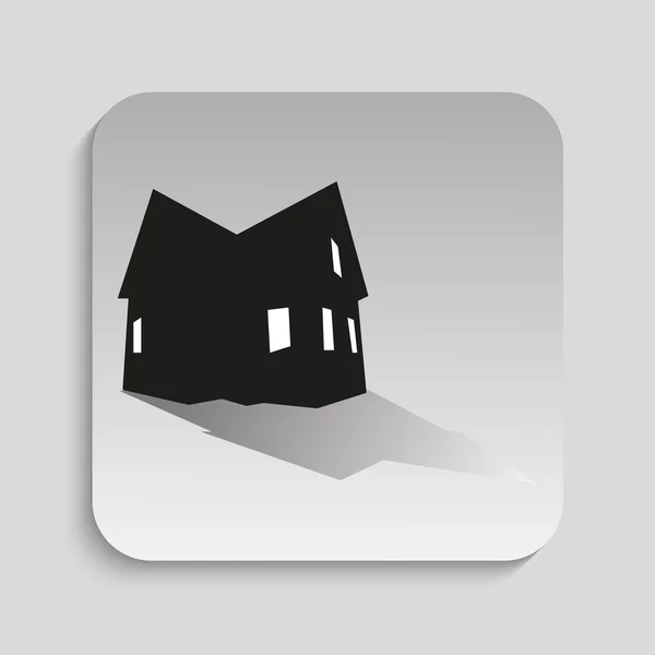 House with shadow. Vector illustration. Two-color isolated object on background. — 스톡 벡터