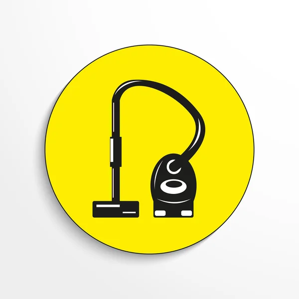 Vacuum cleaner. Vector icon. Black-and-white object on a yellow background. — Stock Vector