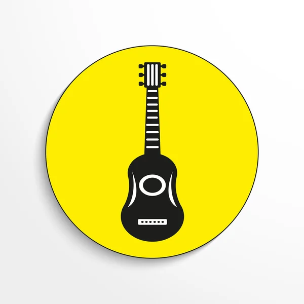 Guitar. Vector icon. Black-and-white object on a yellow background. — Stock vektor