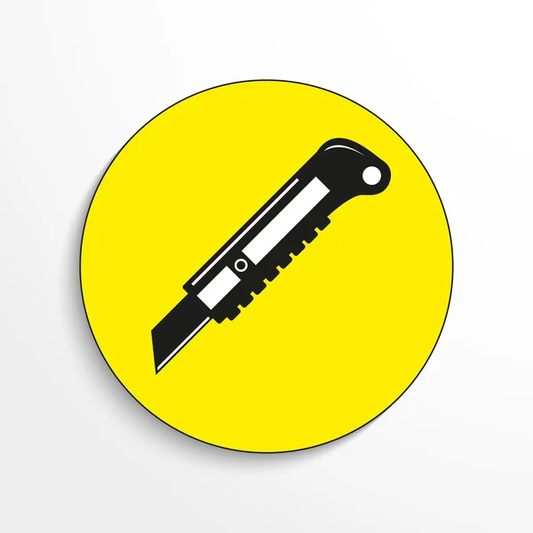 Канцелярский нож. Значок вектора. Черно-белый объект на желтом фоне . — стоковый вектор