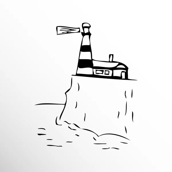 崖の上の灯台。スケッチのスタイルで条件付きベクトル画像. — ストックベクタ
