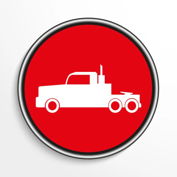 Lastbil. Vit vektor ikonen på en röd bakgrund. — Stock vektor