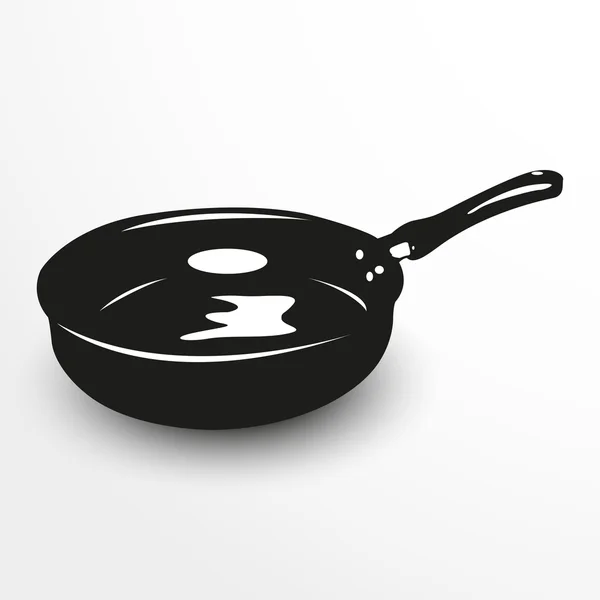 Frying pan. Vector illustration. Black and white view. — Stock Vector