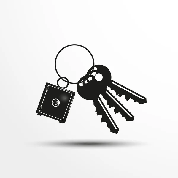 Schlüssel mit dekorativem Schmuckstück. Vektorillustration. Schwarz-Weiß-Bild auf hellem Hintergrund. — Stockvektor