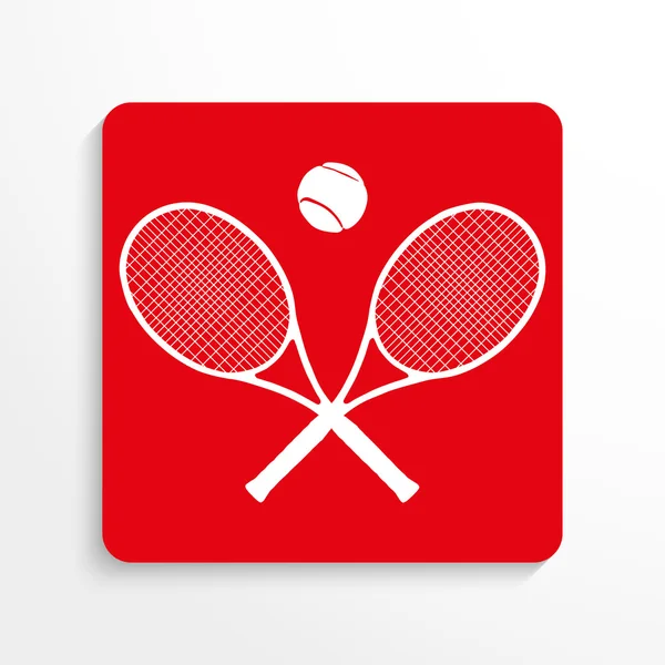 Spor sembolü. Tenis. Vektör simgesi. Bir gölge ile hafif bir arka plan üzerinde kırmızı ve beyaz görüntü.