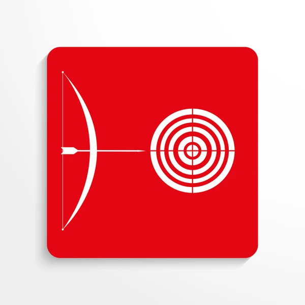 Sport signs. Sports archery. Vector icon. Red and white image on a light background with a shadow. — Stock Vector