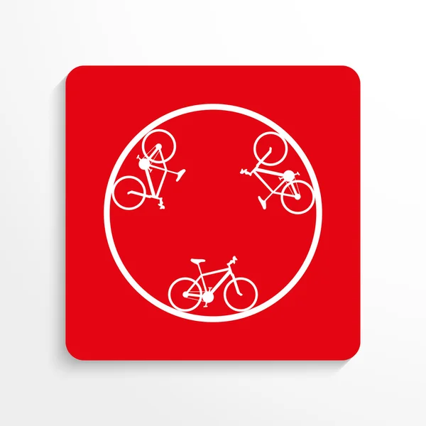 Señales deportivas. Carrera de ciclismo de anillo. Icono del vector. Imagen roja y blanca sobre un fondo claro con una sombra . — Archivo Imágenes Vectoriales