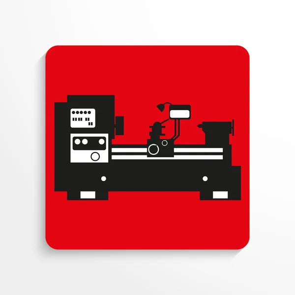 Equipo industrial. Máquina. Icono del vector. Imagen en blanco y negro de un fondo rojo con sombra . — Vector de stock