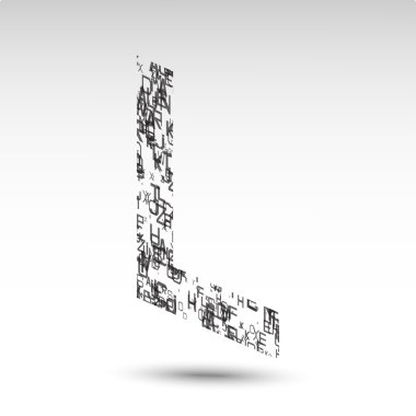 Letter of the Latin alphabet. Vector illustration. Isometric image of letters on a black background.