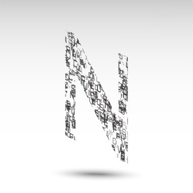 Letter of the Latin alphabet. Vector illustration. Isometric image of letters on a black background.