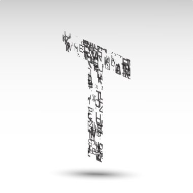 Letter of the Latin alphabet. Vector illustration. Isometric image of letters on a black background.