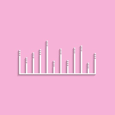 Equalizer'ı. Vektör simgesi. Pembe bir arka plan üzerinde beyaz resim.