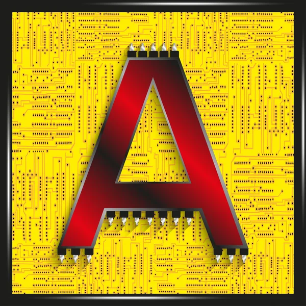 Letter of the Latin alphabet. Vector illustration.  Letter red on a yellow background with shadow. — ストックベクタ