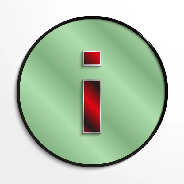 Letra del alfabeto latino. Ilustración vectorial. Letra roja en un círculo verde sobre un fondo claro con sombras . — Archivo Imágenes Vectoriales