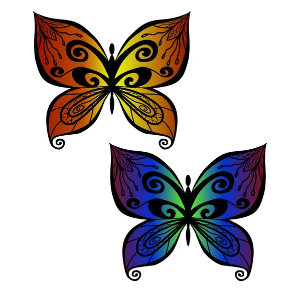 Mariposa en estilo zentangle — Vector de stock