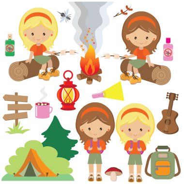 Kamp çocuk çizgi film illüstrasyon vektör