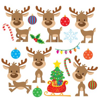 Christmas reindeer vector cartoon illustration clipart