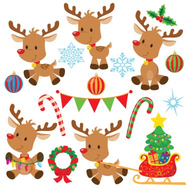 Christmas reindeer vector cartoon illustration clipart