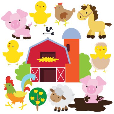 çiftlik hayvanları illüstrasyon vektör