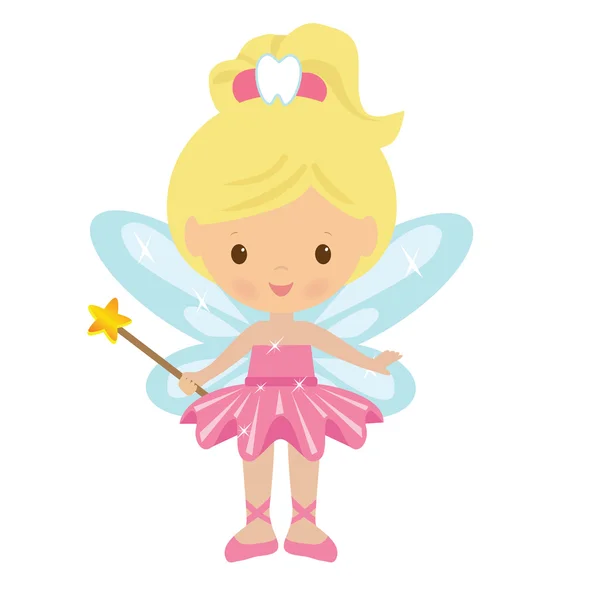 Cute Little Tooth Fairy Vector Cartoon Illustration — Stock Vector