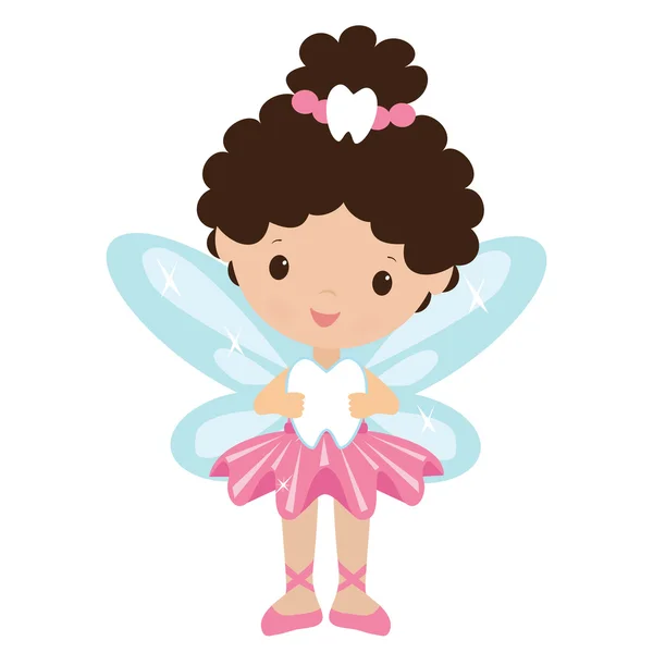 Cute Little Tooth Fairy Vector Cartoon Illustration — Stock Vector