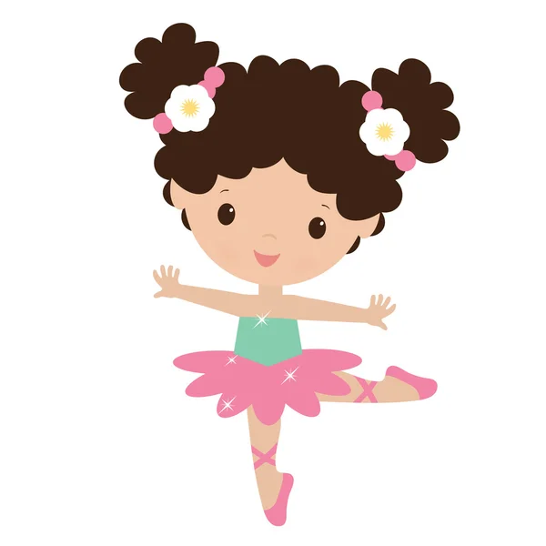 Carino Ballerina Vettore Cartone Animato Illustrazione — Vettoriale Stock