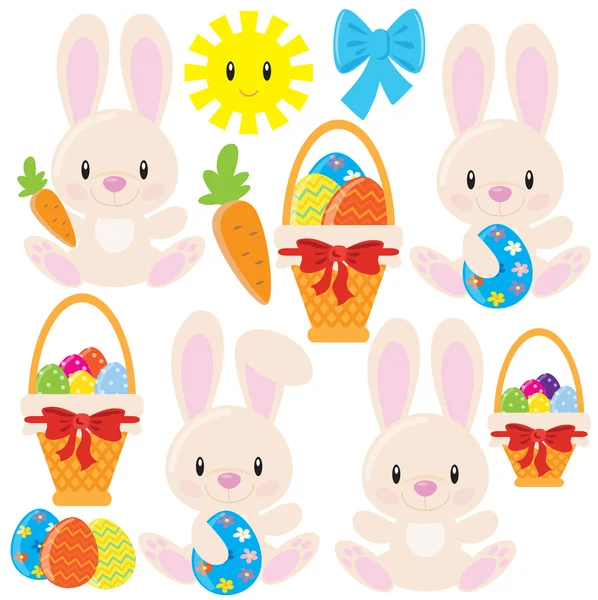 Cute Easter Bunny Vector Cartoon Illustration — Stock Vector