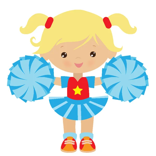 Söt Liten Cheerleader Vektor Tecknad Illustration — Stock vektor