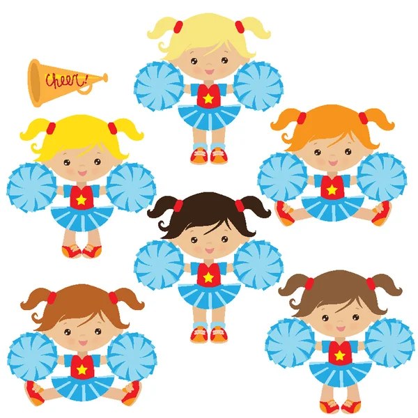 Petite Illustration Vectorielle Mignonne Dessin Animé Pom Pom Girl — Image vectorielle