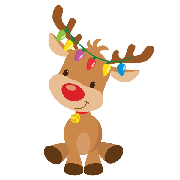 Christmas Reindeer Vector Cartoon Illustration — Stock Vector