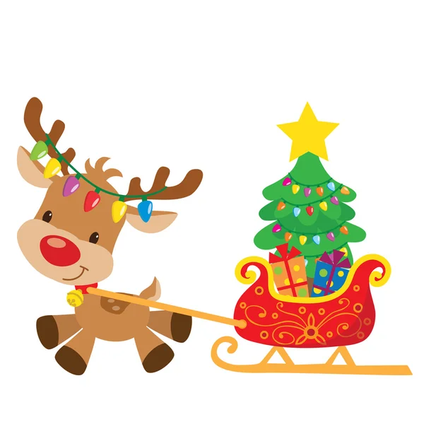 Christmas Reindeer Vector Cartoon Illustration — Stock Vector