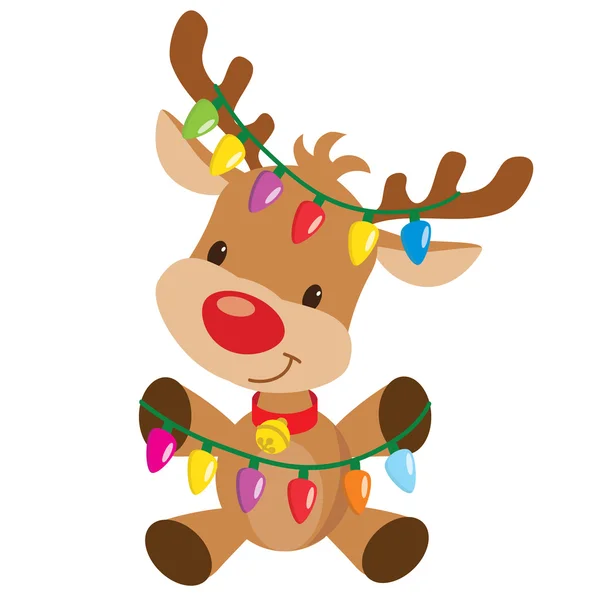 Christmas Reindeer Vector Cartoon Illustration — Stock Vector