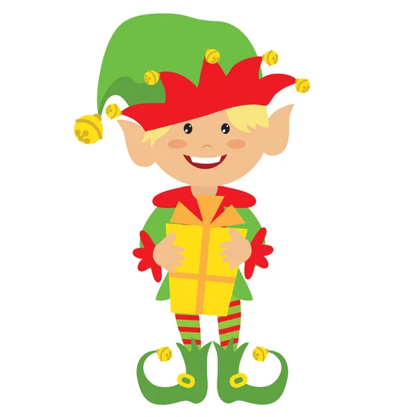 Kerstmis elf cartoon afbeelding — Stockvector