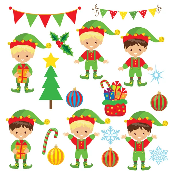 Christmas elf cartoon illustration — Stock Vector